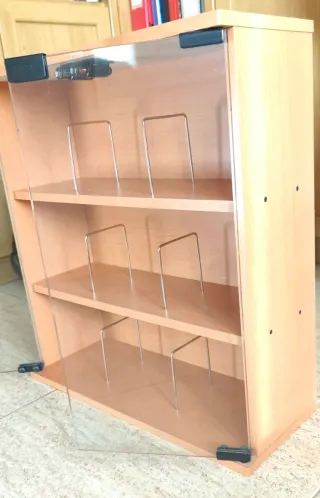 Mueble expositor CD/DVD cristal y madera