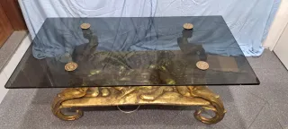 Mesa baja cristal vintage dorada