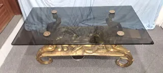 Mesa baja cristal vintage dorada