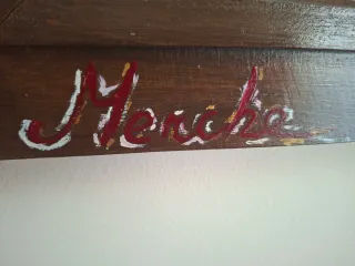 Espejo madera pintado a mano con firma