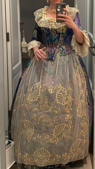 Manteleta Fallera Adulta Azul y Dorada