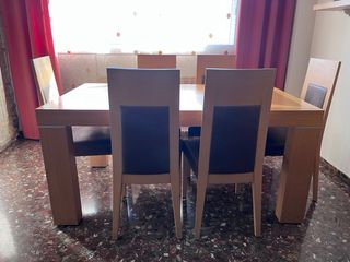 Mesa comedor y 6 sillas Roble Macizo