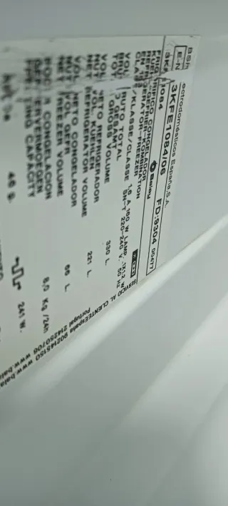 NEVERA COMBI BALAY NO FROST ENERGÍA A+