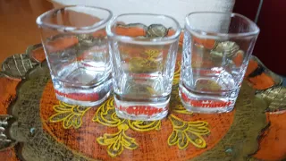 Set 3 Bicchieri Vetro Quadrati Rossi