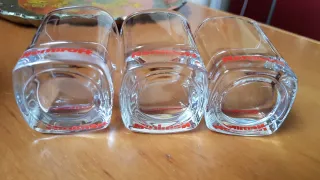 Set 3 Bicchieri Vetro Quadrati Rossi