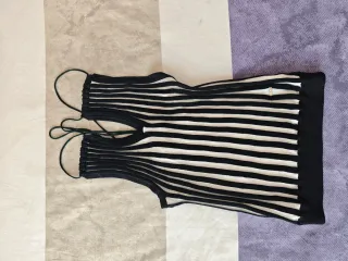 Top Halter Rayas Blanco y Negro Retro