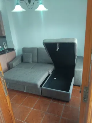 Sofá Cama Gris con Chaise Longue