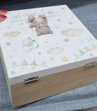 Caja de madera para bebé - Bautizo