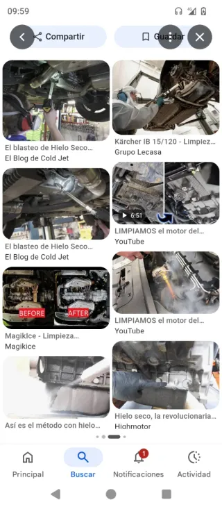 La limpieza criogénica (hielo seco) en coches