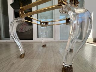 Mesa de centro cristal y metal dorado