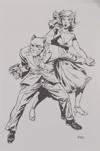 Cuadro a tinta comic Blacksad personalizado.