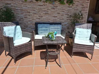 Conjunto de jardín ratán y metal