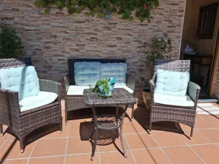 Conjunto de jardín ratán y metal