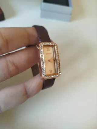 Reloj Mujer tank Elegante Rose Gold Circonitas