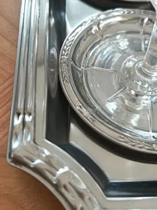 Vassoio e Sottobicchieri vintage Acciaio Inox