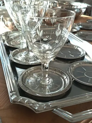 Vassoio e Sottobicchieri vintage Acciaio Inox