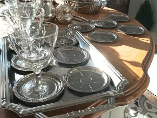 Vassoio e Sottobicchieri vintage Acciaio Inox