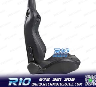 ASIENTO DEPORTIVO SEMI BAQUET ESTILO RS CUERO NEGRO