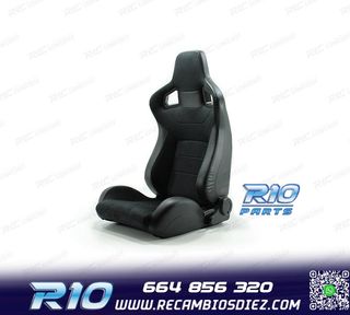 ASIENTO DEPORTIVO SEMI BAQUET ESTILO RS ALCANTARA CUERO NEGR