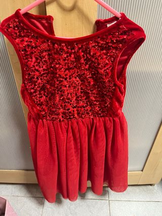 Vestido fiesta lentejuelas rojo 7-8 años