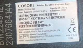 cajon Recambio Cosori Air Fryer 5.5L