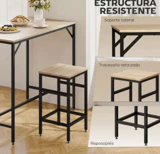 Mesa alta y 4 taburetes