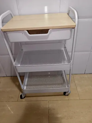 Carrito organizador 3 niveles madera y metal