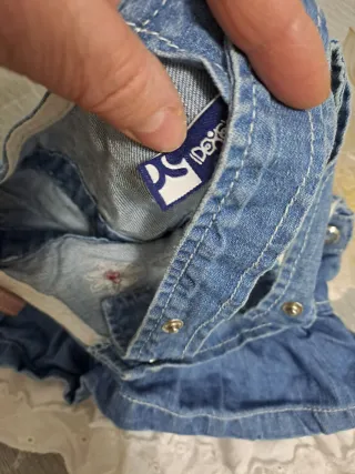 Salopette bambina jeans con fiori 9 mesi