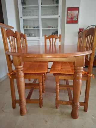 Mesa comedor madera maciza y 6 sillas
