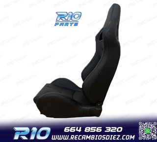 ASIENTO DEPORTIVO SEMI BAQUET ESTILO RS CUERO NEGRO SEMI PIE
