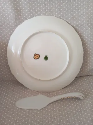 Piatto Limoges con decori floreali e blu