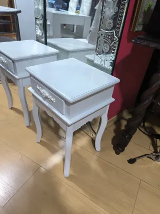 Pareja Mesitas Noche Madera Blancas