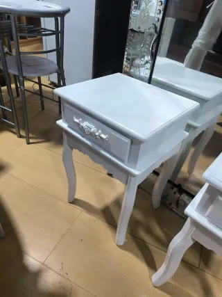 Pareja Mesitas Noche Madera Blancas