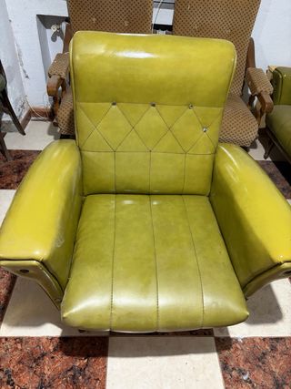 Juego de sofás de cuero verde