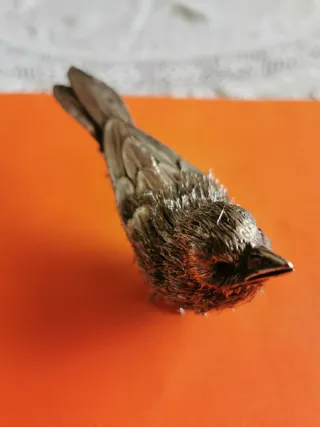 Miniatura uccellino argento fatto a mano