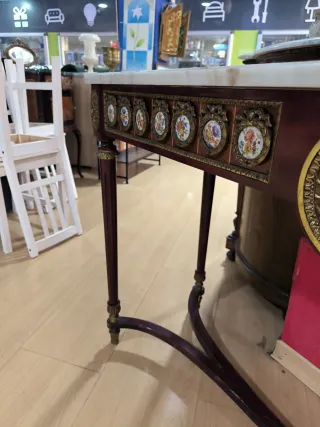 Espejo antiguo entrada mármol y madera