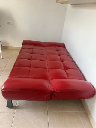 Sofá Cama Moderno Piel Sintética Rojo