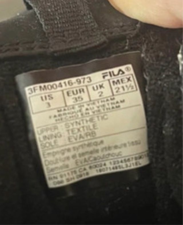 Zapatillas Fila Disruptor terciopelo 35