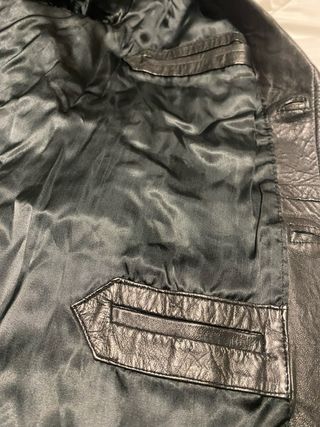 Chaqueta Cuero Vintage Negra