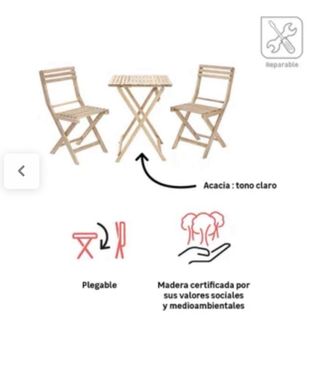 Conjunto mesa y sillas madera acacia