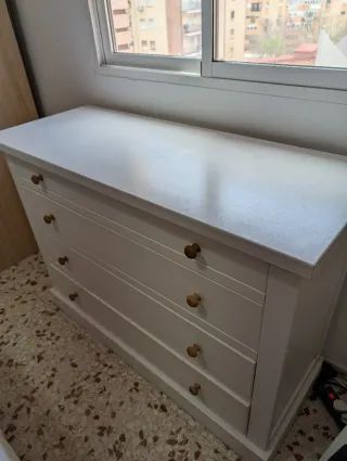 Mesita de luz par blanco madera par