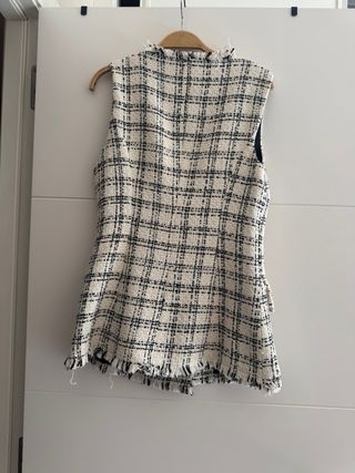 Chaleco Zara Cuadros Negro Blanco