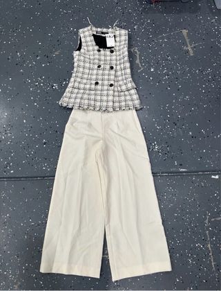 Chaleco Zara Cuadros Negro Blanco