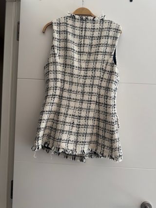 Chaleco Zara Cuadros Negro Blanco