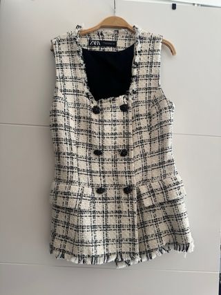 Chaleco Zara Cuadros Negro Blanco