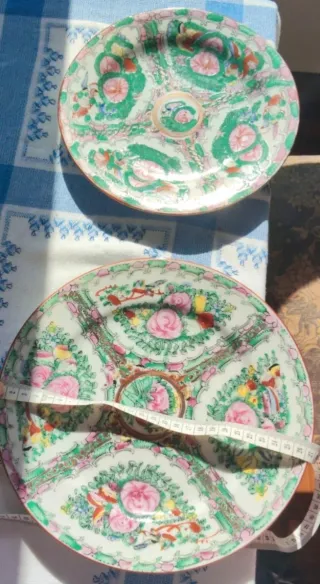 Platos porcelana china medallón rosa