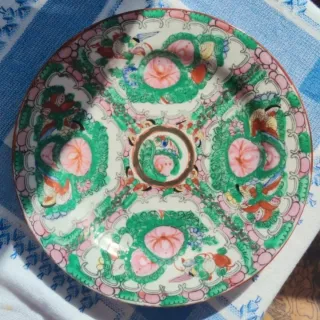 Platos porcelana china medallón rosa