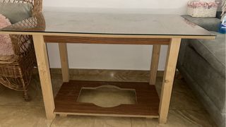Mesa centro madera y cristal 70x120