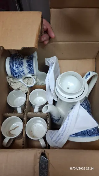 Juego de café Churchill azul y blanco