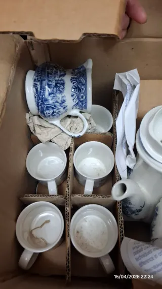 Juego de café Churchill azul y blanco